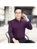 真口袋商务休闲宽松版秋季爸爸装长袖简约斜纹T恤男中年polo衫