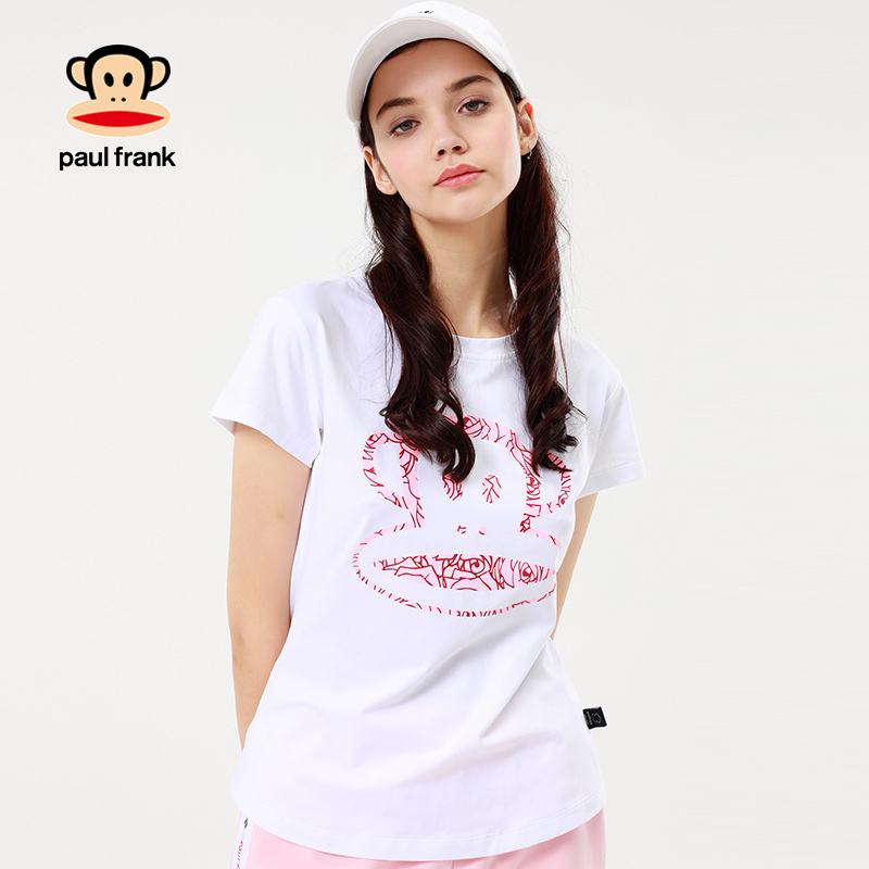 Paul Frank/大嘴猴夏新款短袖T恤女潮流创意LOGO上衣透气潮