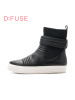 迪芙斯(D:fuse)冬季牛皮革/布圆头平底休闲短靴女DF64117317