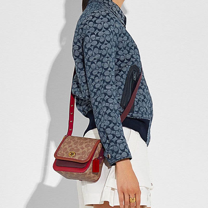 预订 COACH\蔻驰 RAMBLER 口盖包3693 椭圆扣老花拼皮图片