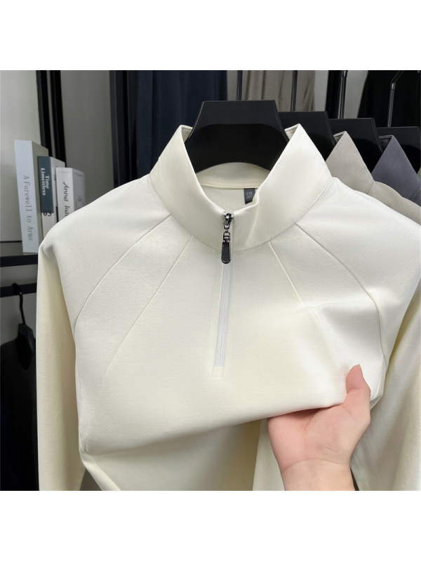 棉质半拉链立领长袖T恤男秋季新款日常休闲打底男士卫衣