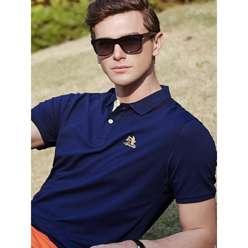 传奇保罗polo衫男短袖夏季黑色绣花修身韩版商务休闲t恤