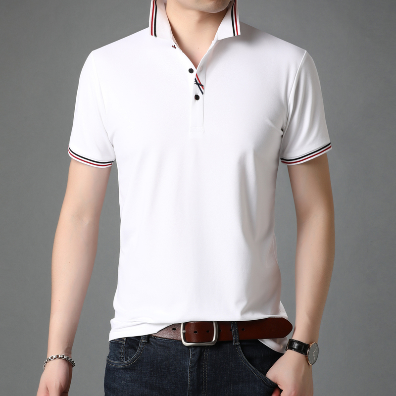 恒源祥夏季男士短袖t恤新款含桑蚕丝休闲翻领短袖t中年polo衫