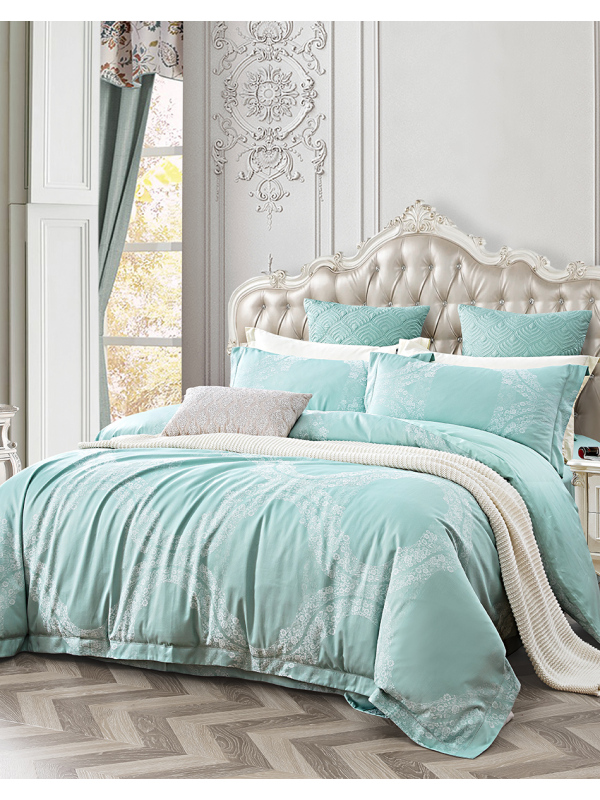 雅兰家纺欧式纯棉床上贡缎提花四件套18米床单被套15米轻奢床品