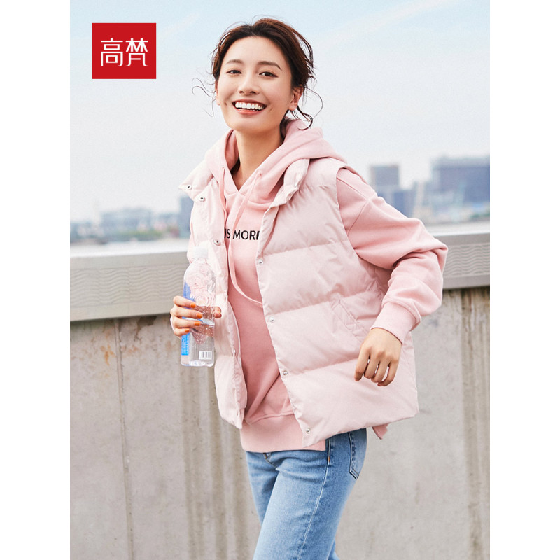 高梵羽绒马甲女短款2019秋冬新款韩版白鸭绒背心宽松休闲马夹外套