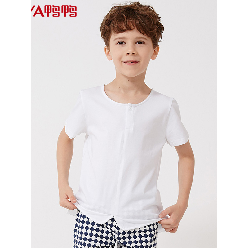 鸭鸭童装夏装新款中大男童短袖夏T恤棉宽松青少年短袖上衣