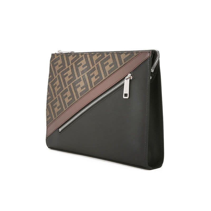 预订 FENDI芬迪 男士手拿包 FF标识老花款7VA433织物\牛皮革图片