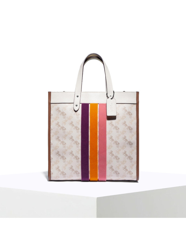 20新款 COACH\蔻驰 手提托特包 马车印花PVC