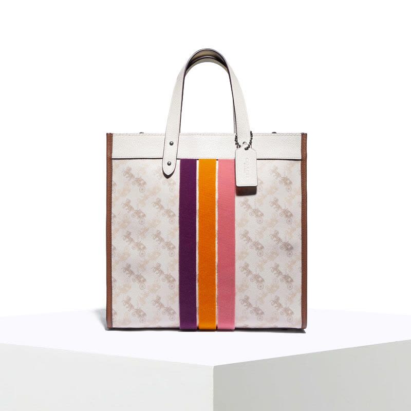 20新款 COACH\蔻驰 手提托特包 马车印花PVC图片