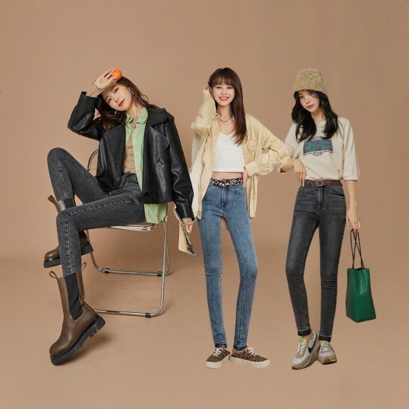 OtherMix橙IP联名高腰牛仔裤女2021年新款显瘦初春季铅笔小脚裤子
