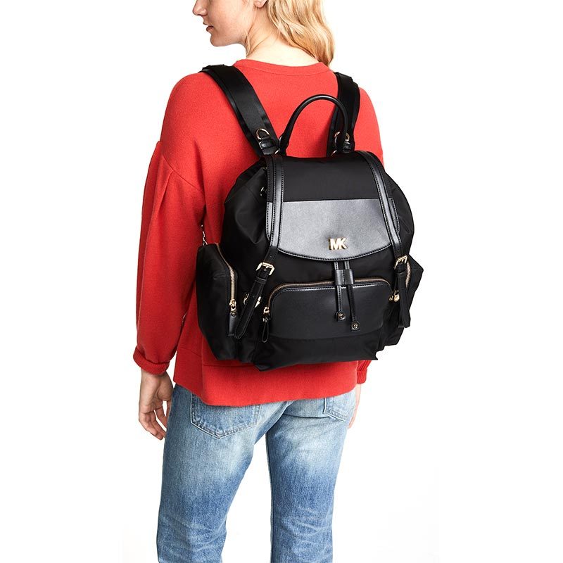 michaelkors迈克科尔斯双肩包女纯色尼龙织物休闲搭扣双肩包30s8gox