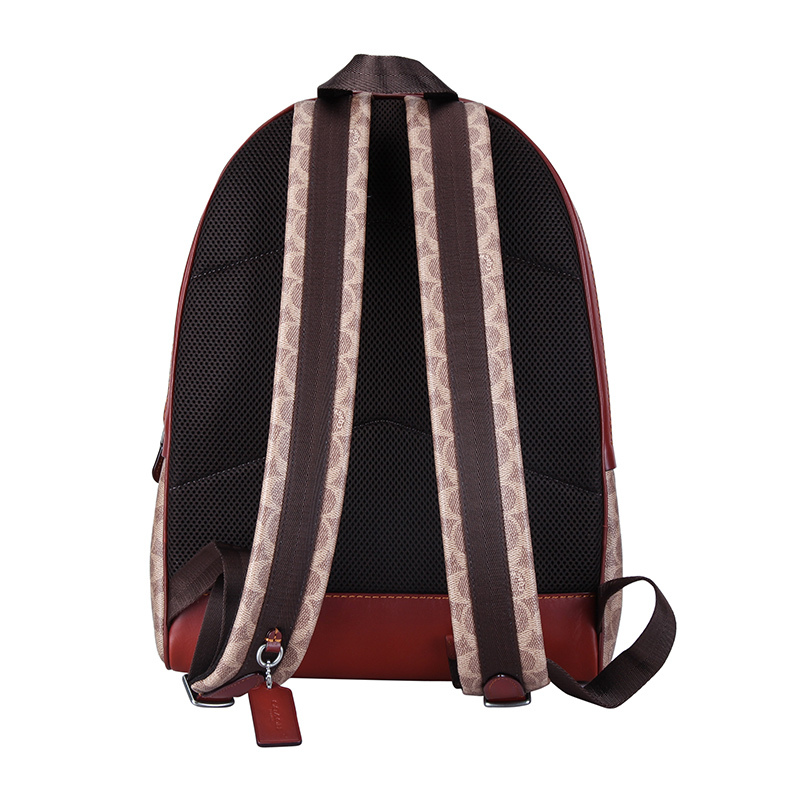 COACH 蔻驰 奢侈品 男士专柜款卡其色PVC双肩背包