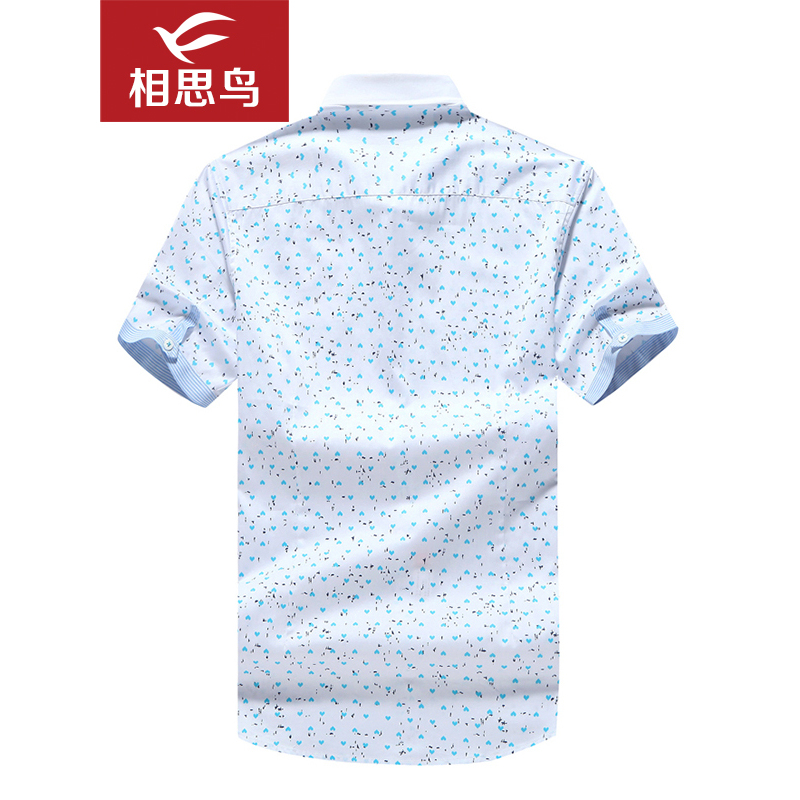 红豆相思鸟 男士休闲衬衫方领春季夏季新品时尚潮流2018新款