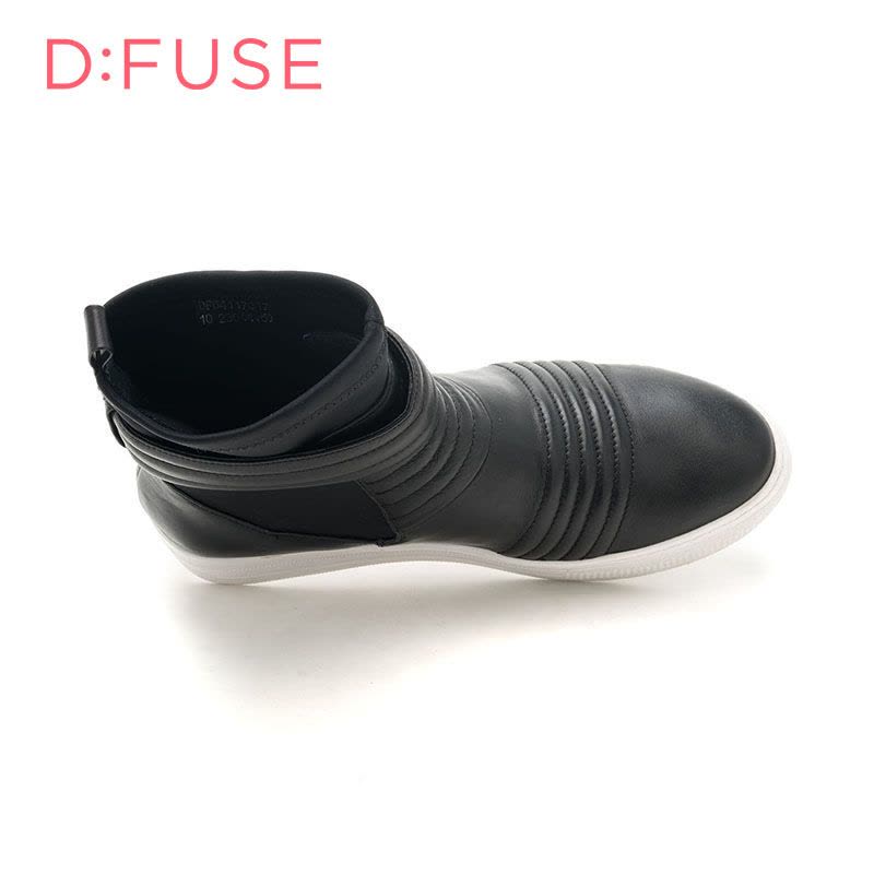 迪芙斯(D:fuse)冬季牛皮革/布圆头平底休闲短靴女DF64117317图片