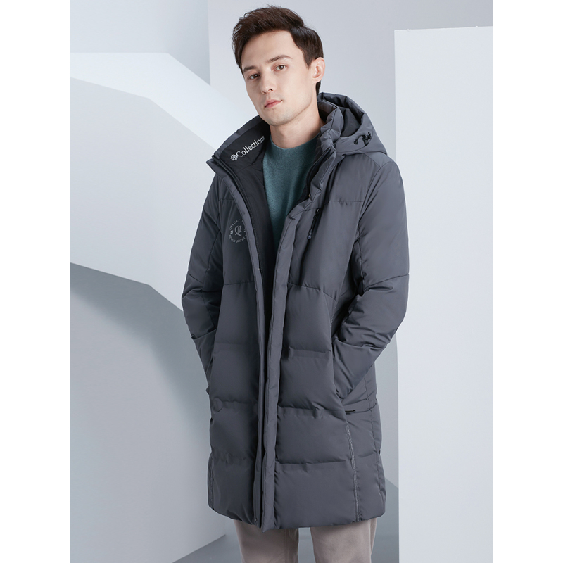 雅鹿羽绒服男士中长款商务连帽2019新款反季休闲加厚保暖外套男d