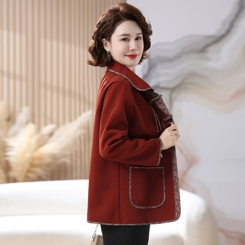时尚洋气春装外套40-60岁翻领妈妈装春款衣服50岁中老年女装春秋