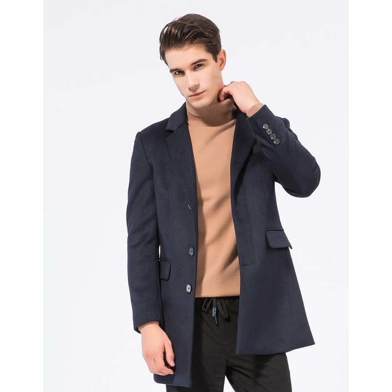 artsdon阿仕顿男装秋冬大衣中长翻领羊毛呢大衣外套男