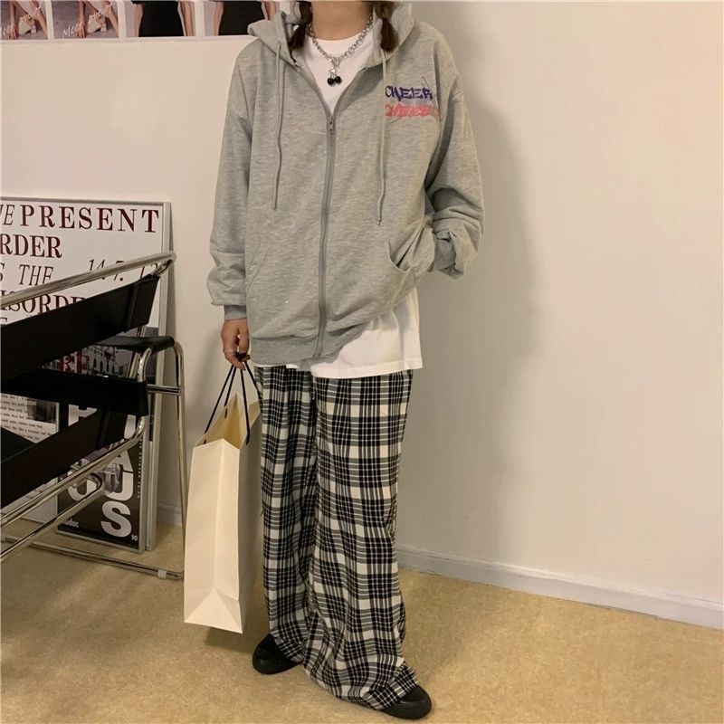 2020新款韩版秋冬装宽松加绒开衫卫衣女韩版ins连帽拉链外套ins潮