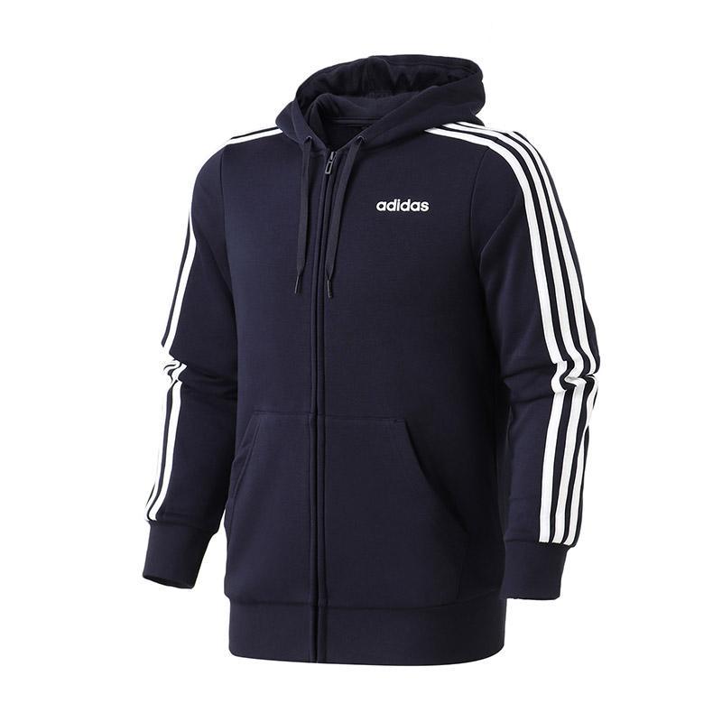 adidas男服运动夹克外套连帽针织运动休闲运动服DU0471 L DU0471蓝色