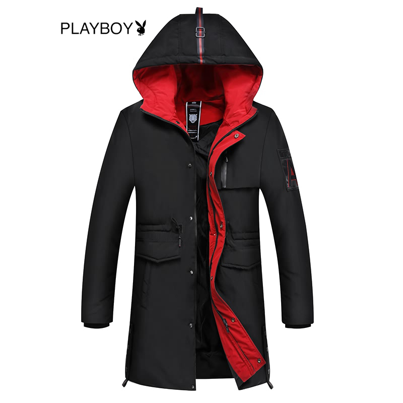 花花公子（PLAYBOYICON）棉服男冬季中长款休闲加厚保暖棉衣男外套