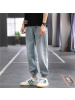 抽绳牛仔裤男士春夏季薄款束脚九分宽松阔腿潮流休闲长裤
