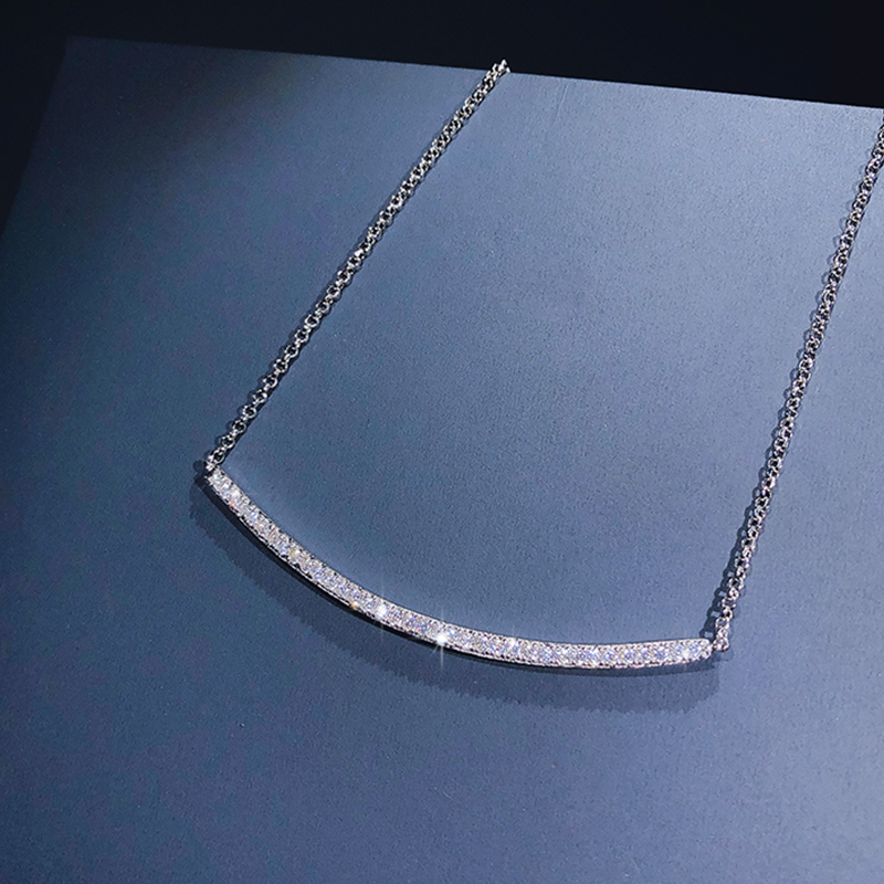 apmmonaco一字项链笑脸微笑锁骨链女简约项链925银ac2945ox