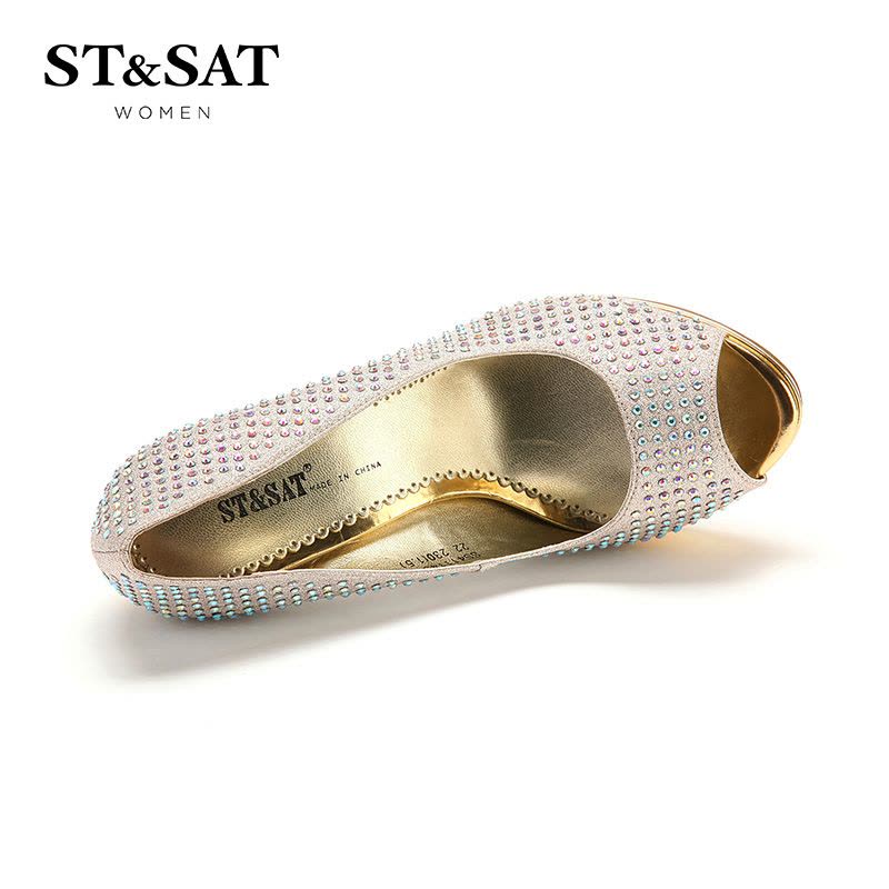 星期六ST&SAT春布露趾超高跟鱼嘴单鞋女SS41114531图片