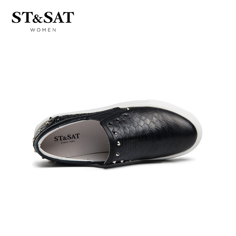 St&Sat/星期六单鞋女牛皮时尚圆头乐福鞋女鞋SS71112263