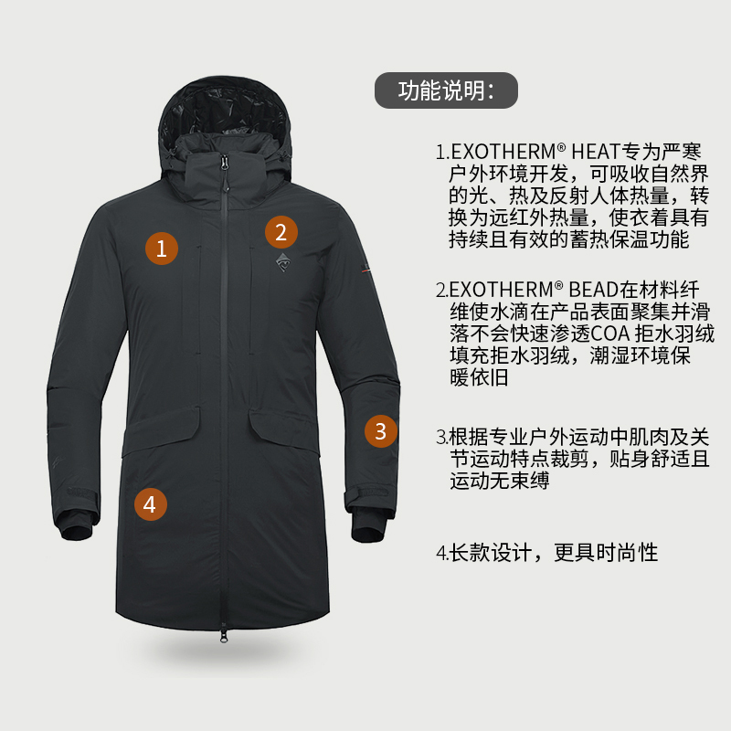 诺诗兰（NORTHLAND）户外男士750蓬防小雨防风保暖鹅绒羽绒服GD065517