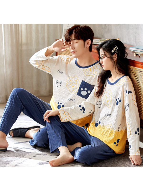 情侣睡衣女秋冬款韩版棉质长袖可爱卡通新款男士休闲家居服套装
