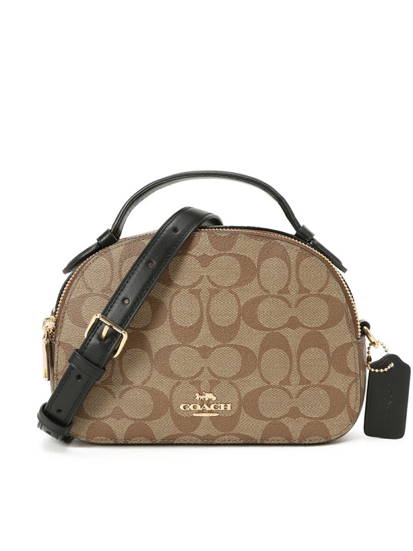 COACH/蔻驰女包 新款 马鞍包翻盖包 马车图案印花 单肩斜挎包 老花半月包 奢侈品包包