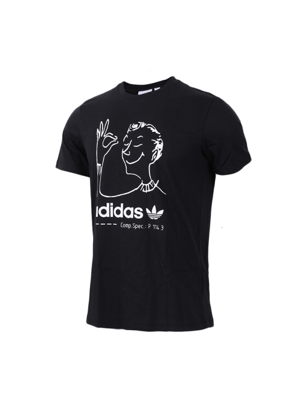 ADIDAS阿迪达斯三叶男子运动休闲透气短袖T恤-CZ1764