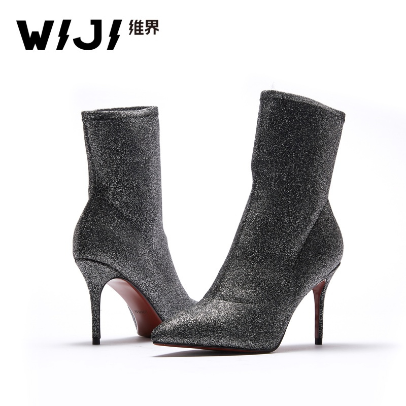 WIJI维界新款秋季细跟高筒靴尖头时尚欧美风女鞋ins街拍潮搭鞋