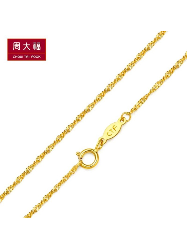 周大福简约时尚水波k金链18k金项链