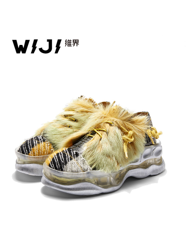 WIJI秋季女鞋新款麂皮摩登休闲街头运动鞋羊毛韩版时尚ins潮流鞋