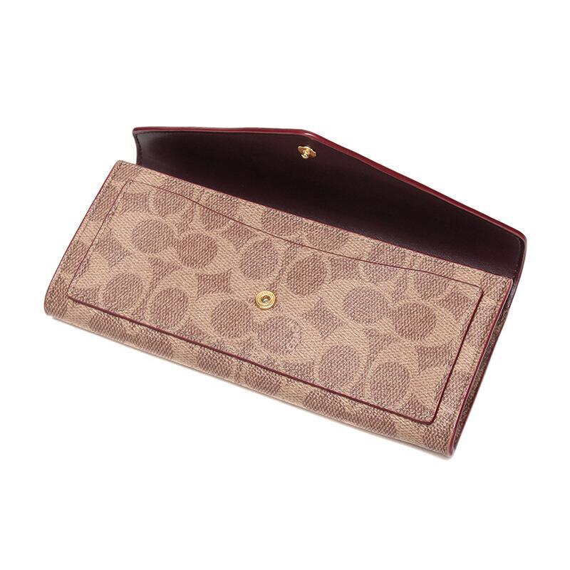 coach蔻驰女士老花涂层帆布配皮长款钱包钱夹31547