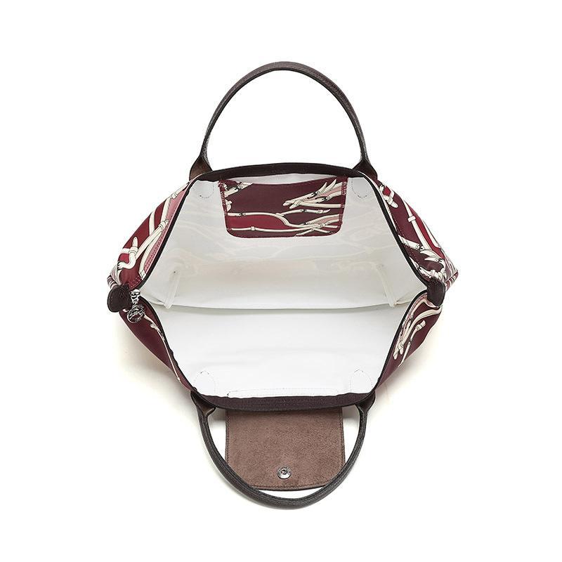 longchamp珑骧女士奔马图案织物中号短柄手提包1623684