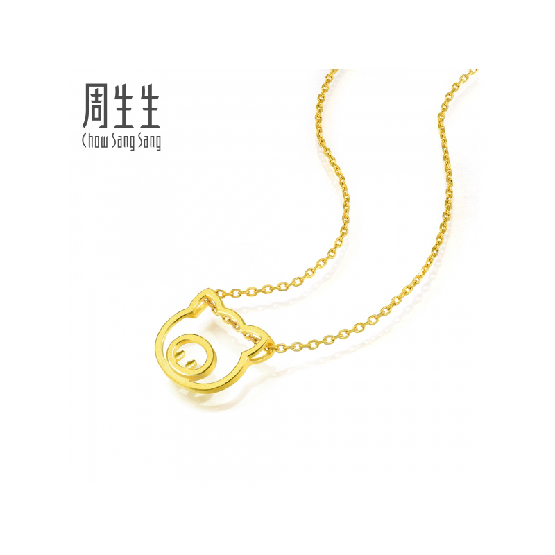周生生(CHOWSANGSANG) 黄金(足金)PetChat小猪吊坠90674P 计价