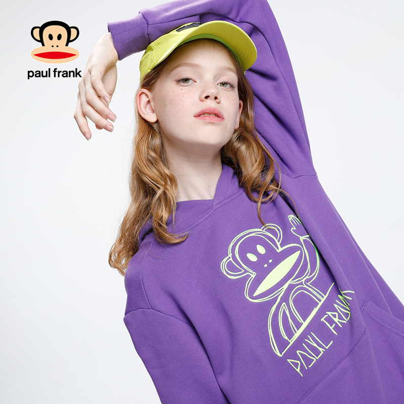 paulfrank大嘴猴春秋季新款卫衣女情侣装紫色卫衣宽松春秋装潮