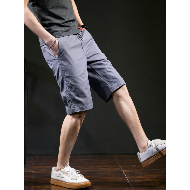 唐狮裤子男韩版潮流基本直筒休闲中裤宽松休闲精神小伙裤五分裤