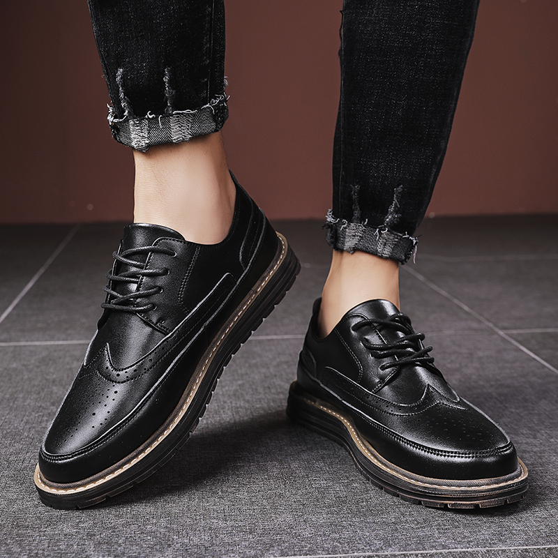 木林森男鞋2021年春秋新款韩版潮流板鞋耐磨百搭男士休闲皮鞋青年时尚