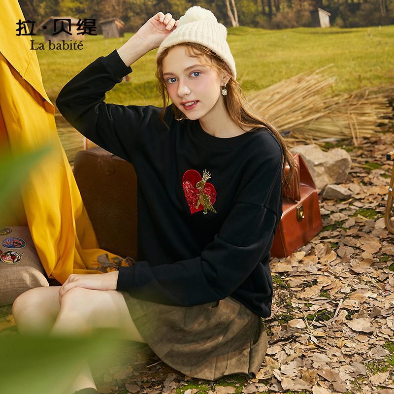 专柜同款拉贝缇卫衣女春秋薄款2019新款韩版宽松短款慵懒风上衣外套潮ins60009464