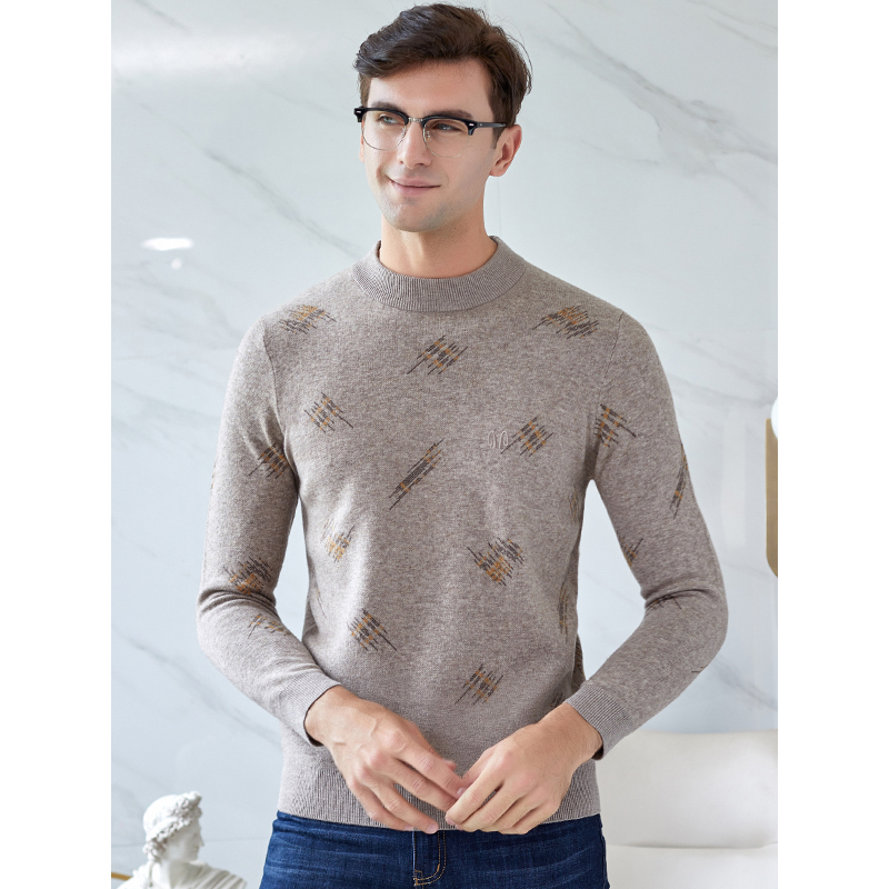 恒源祥男士纯羊毛衫秋冬款中年圆领商务休闲男士羊毛针织衫毛衣