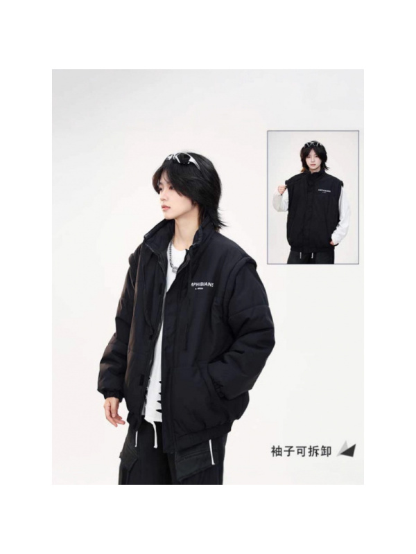 袖子可拆卸男女同款棉服女年冬季时尚加厚保暖情侣装宽松外套