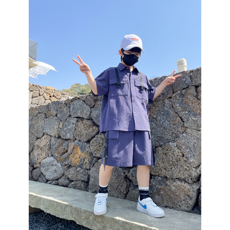 男童套装夏季2025新款儿童夏装运动中大童衣服短袖帅气网红童装潮