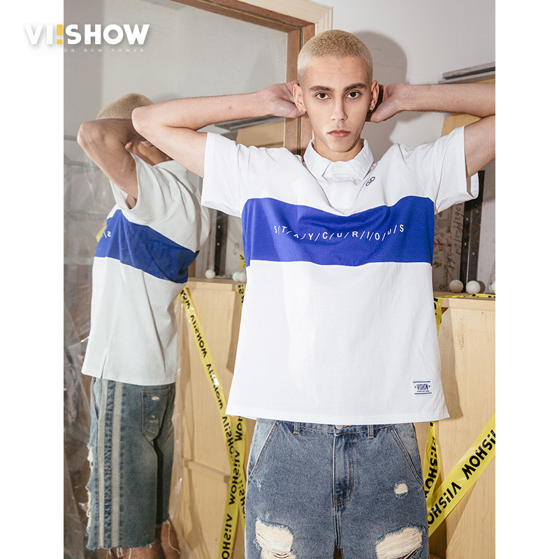 viishow夏季POLO衫男士方领短袖T恤潮牌半袖宽松帅气5