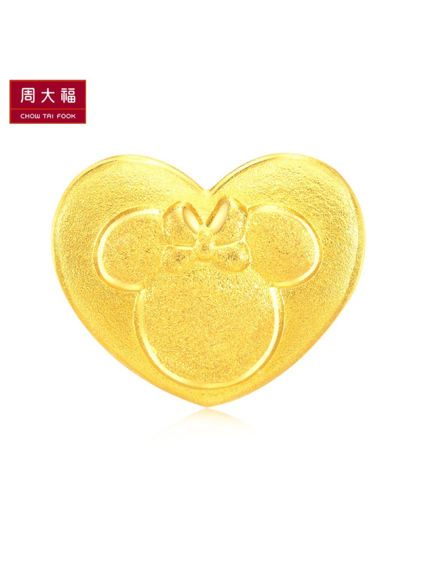 周大福迪士尼经典米妮转运珠足金黄金吊坠R20051
