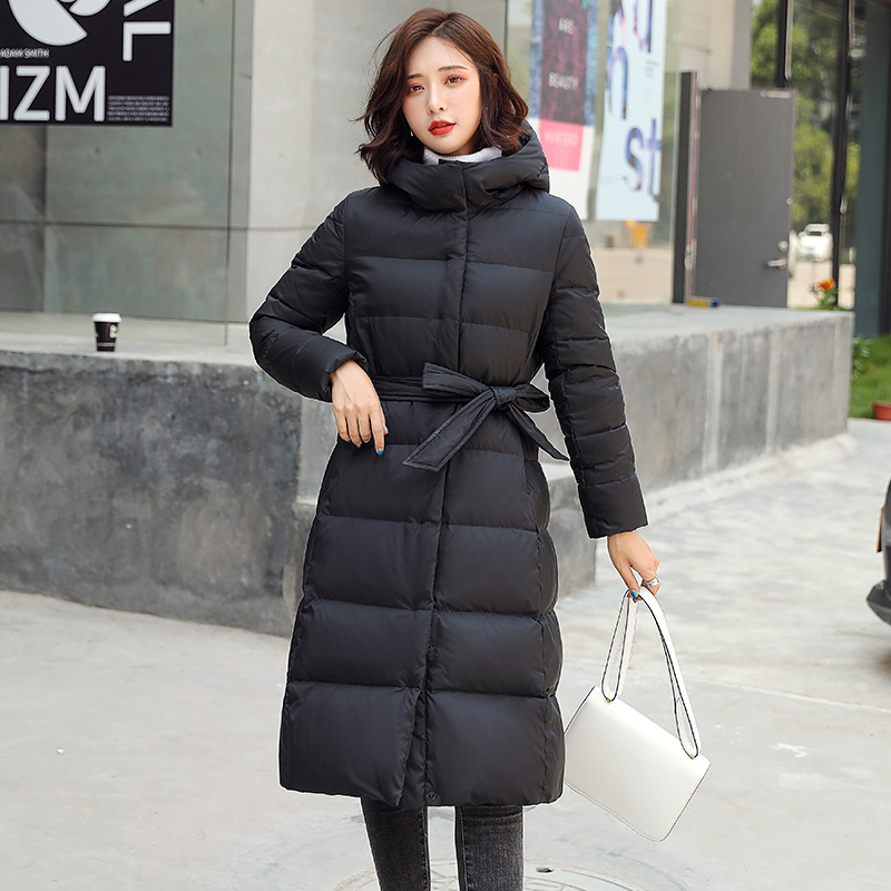 高梵女士羽绒服收腰中长款过膝2019新款时尚修身显瘦加厚冬季外套