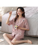 睡衣女士夏季棉质短袖开衫和服新款韩版大码宽松可外穿家居服套装