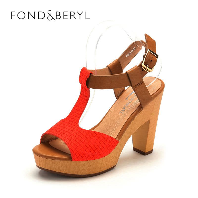 Fondberyl/菲伯丽尔粗跟防水台PU凉鞋FB42119125图片
